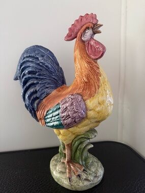 Multicolor Rooster Figurine Multicolor Made In Italy Hand Painted 17" Tall